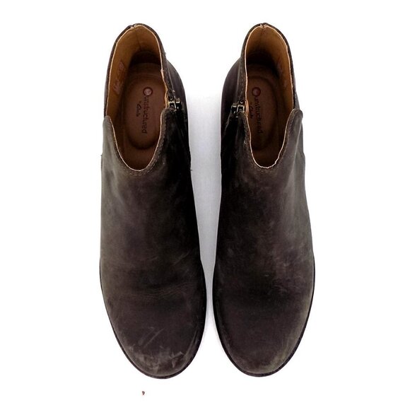 Clark's Unstructured Leather Ankle Boots Distressed Taupe Size 10 M Rustic - Picture 6 of 11